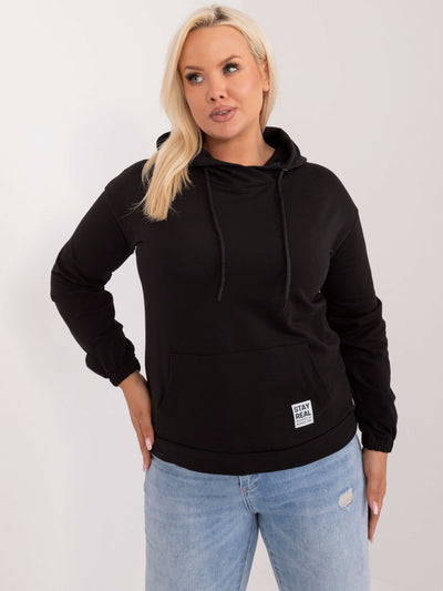 Czarna bawełniana bluza plus size kangurka