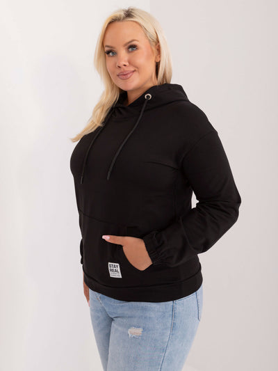 Czarna bawełniana bluza plus size kangurka