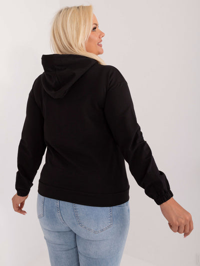 Czarna bawełniana bluza plus size kangurka