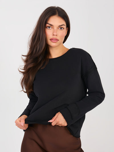 NATURAL SIDE Czarna bluza z ozdobnymi szwami