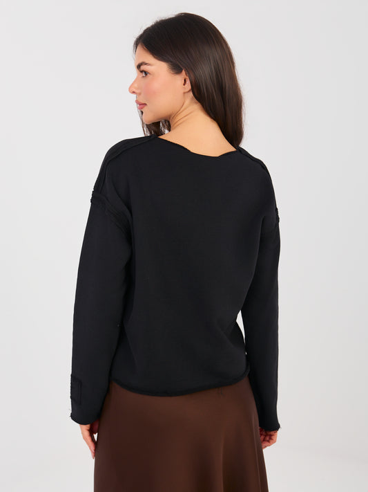 NATURAL SIDE Czarna bluza z ozdobnymi szwami