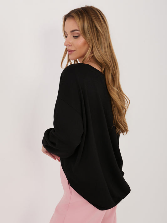 RUE PARIS Czarna bluza oversize bez kaptura