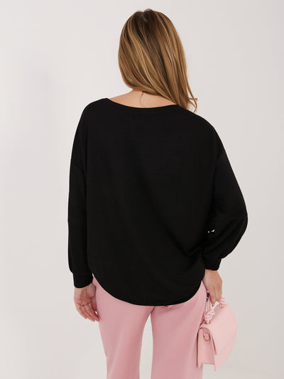 RUE PARIS Czarna bluza oversize bez kaptura