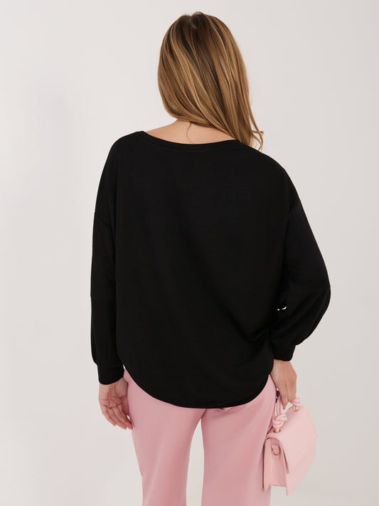 RUE PARIS Czarna bluza oversize bez kaptura