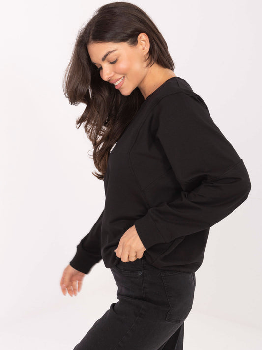 RUE PARIS Czarna bluza o kroju nietoperza