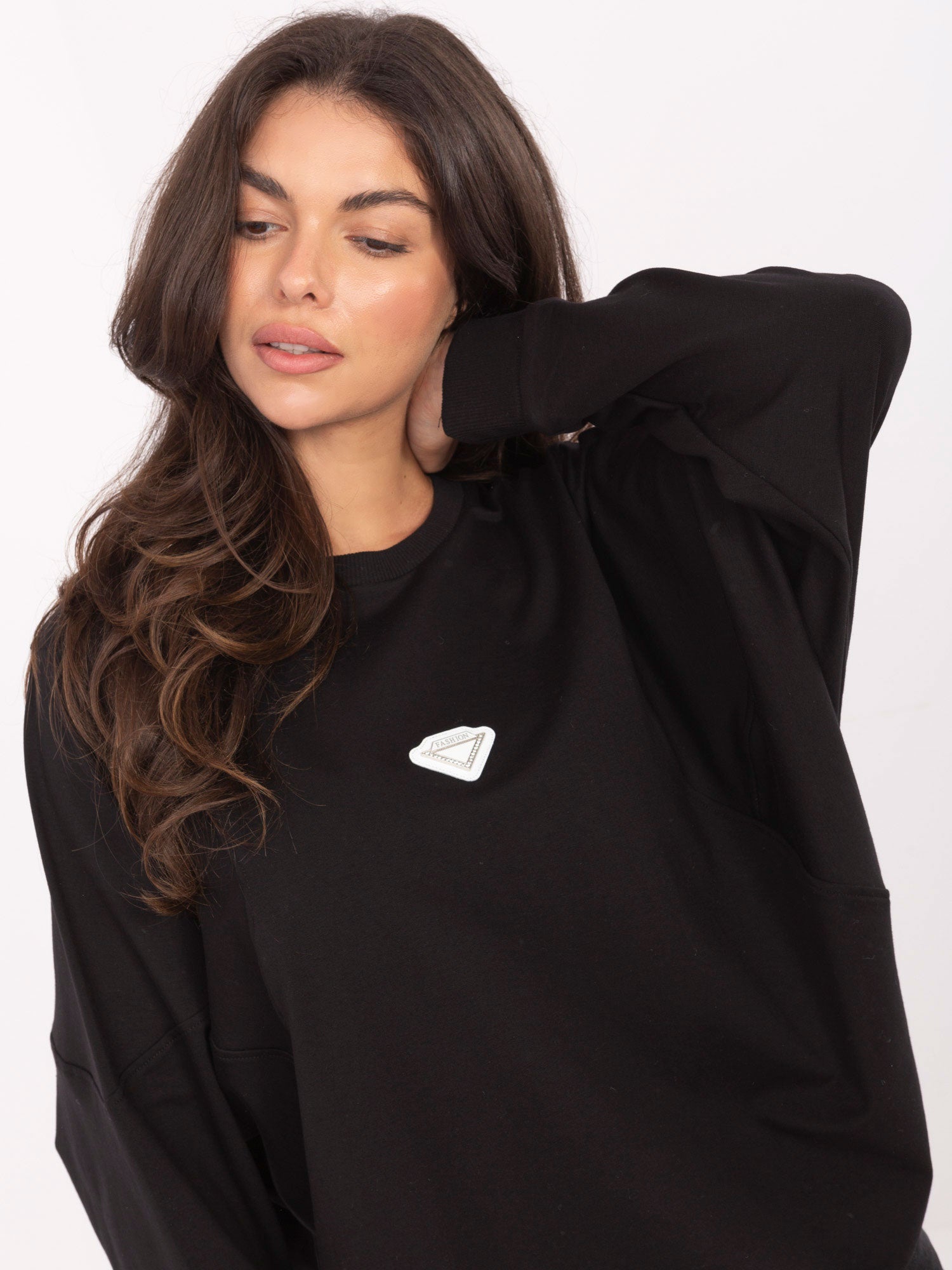 RUE PARIS Czarna bluza o kroju nietoperza