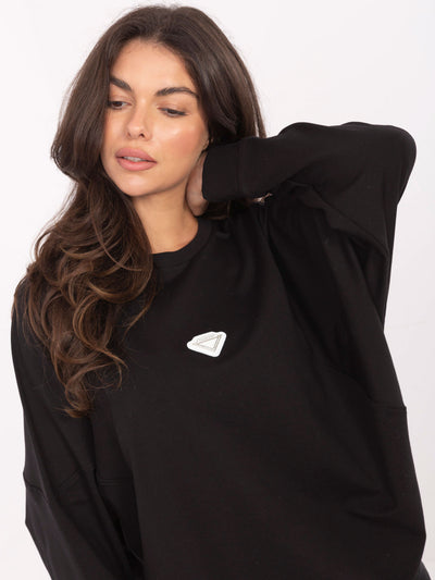 RUE PARIS Czarna bluza o kroju nietoperza