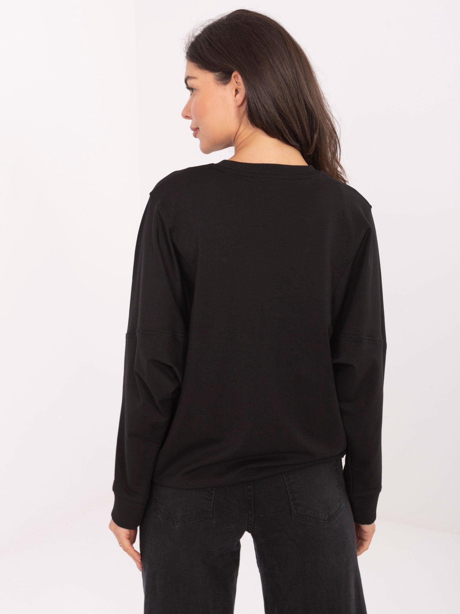 RUE PARIS Czarna bluza o kroju nietoperza