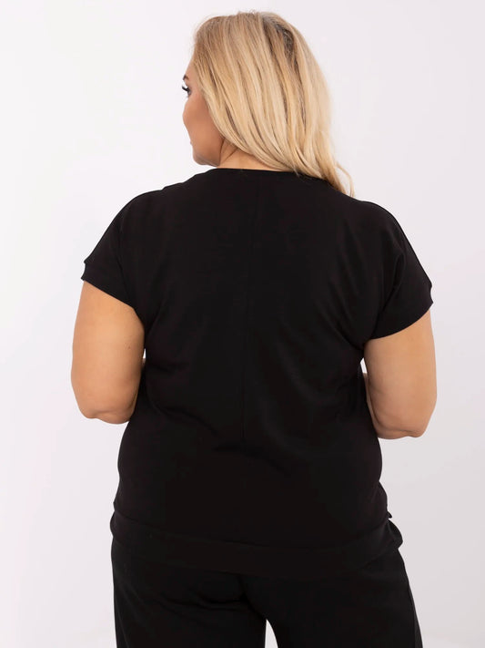 Czarna damska bluzka plus size z nadrukiem