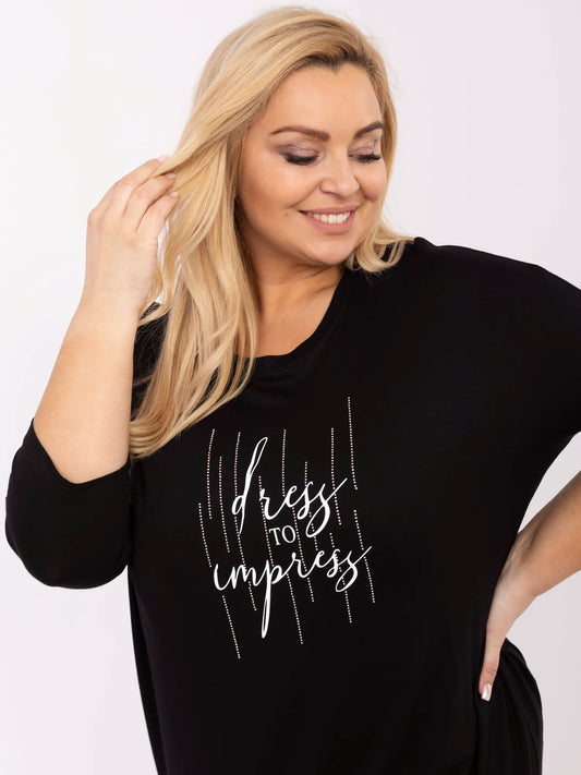 Czarna damska bluzka plus size z wiskozy
