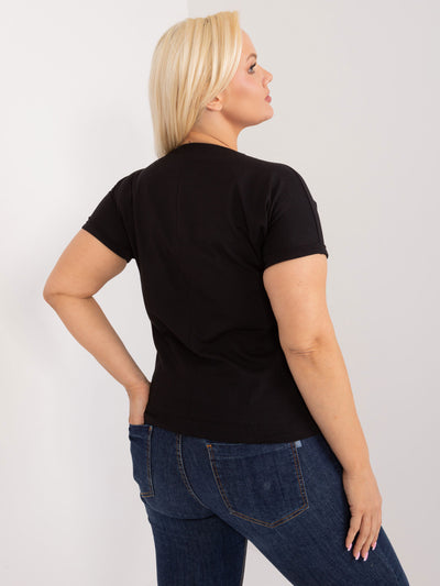 Czarna bawełniana bluzka plus size z nadrukiem