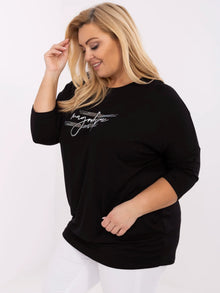 Czarna damska bluzka plus size z rękawem 3/4