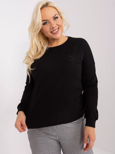 Czarna damska bluzka plus size z długim rękawem