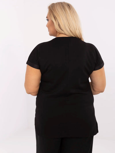 Czarna bluzka plus size z krótkim rękawem