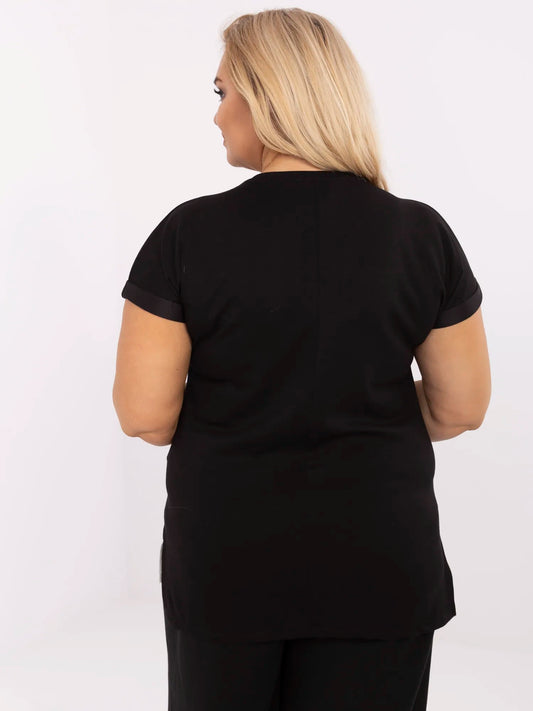 Czarna bluzka plus size z krótkim rękawem