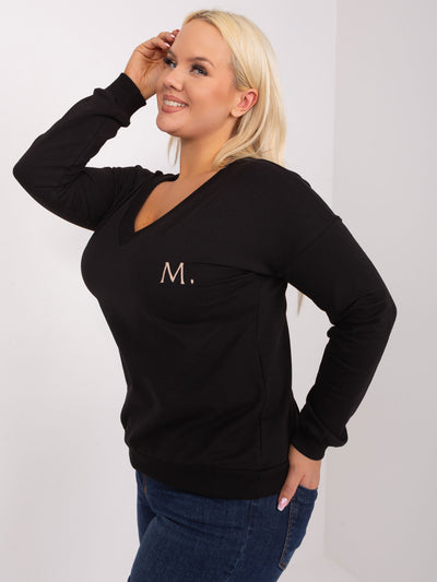 Czarna casualowa bluzka plus size z literą M