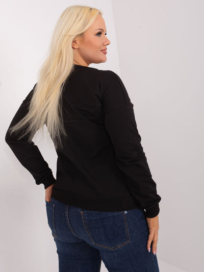 Czarna casualowa bluzka plus size z literą M