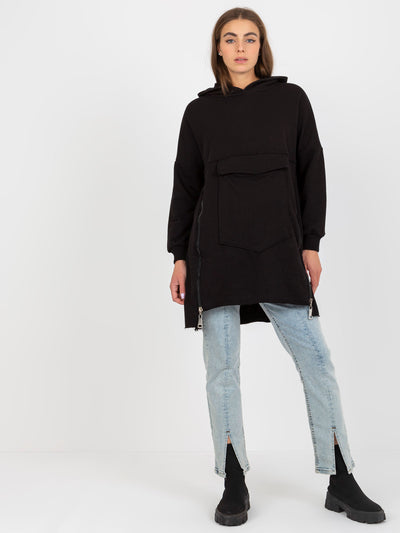 Czarna damska bluza basic z kapturem