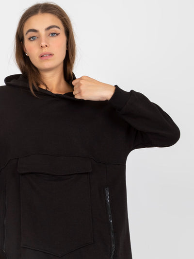 Czarna damska bluza basic z kapturem