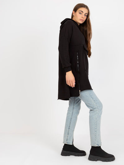 Czarna damska bluza basic z kapturem