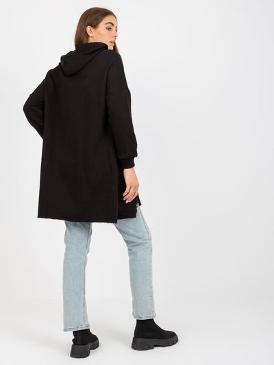 Czarna damska bluza basic z kapturem