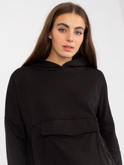 Czarna damska bluza basic z kapturem