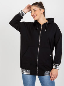 Czarna damska rozpinana bluza plus size z kapturem