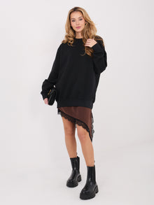 Czarna długa bluza basic z bawełny