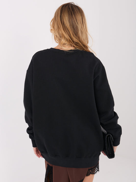 Czarna długa bluza basic z bawełny