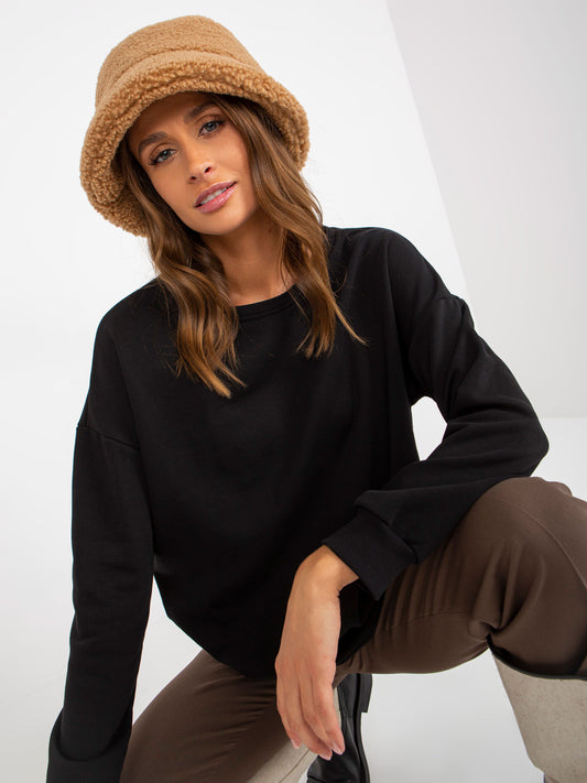 Czarna długa bluza basic z kieszeniami