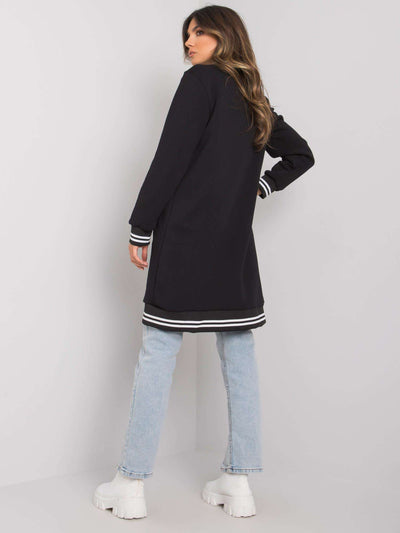 RUE PARIS Czarna bluza na suwak z naszywką