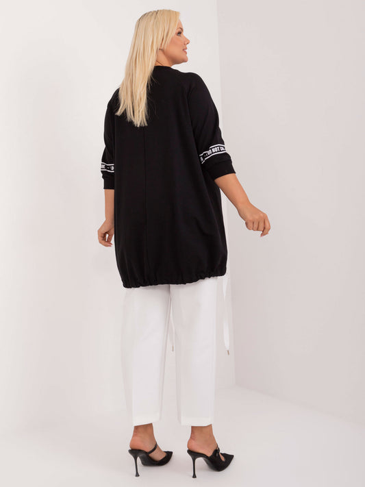 Czarna długa bluzka plus size z rękawem 3/4