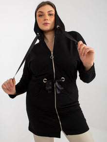 Czarna długa rozpinana bluza plus size ze ściągaczem