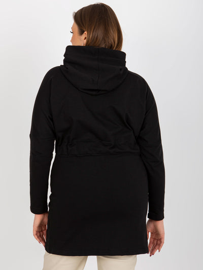 Czarna długa rozpinana bluza plus size ze ściągaczem