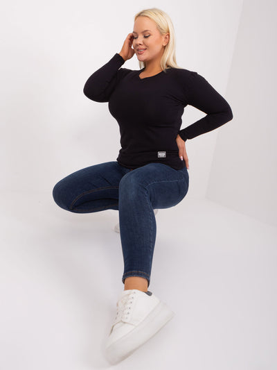 Czarna bluzka plus size z długim rękawem