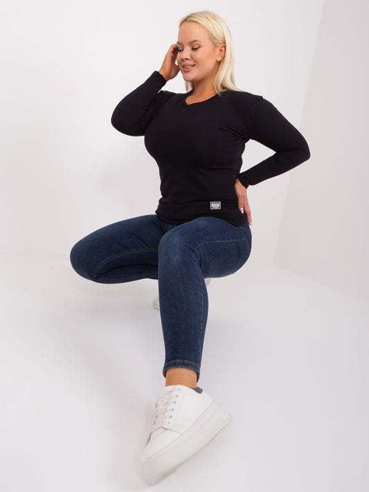 Czarna bluzka plus size z długim rękawem