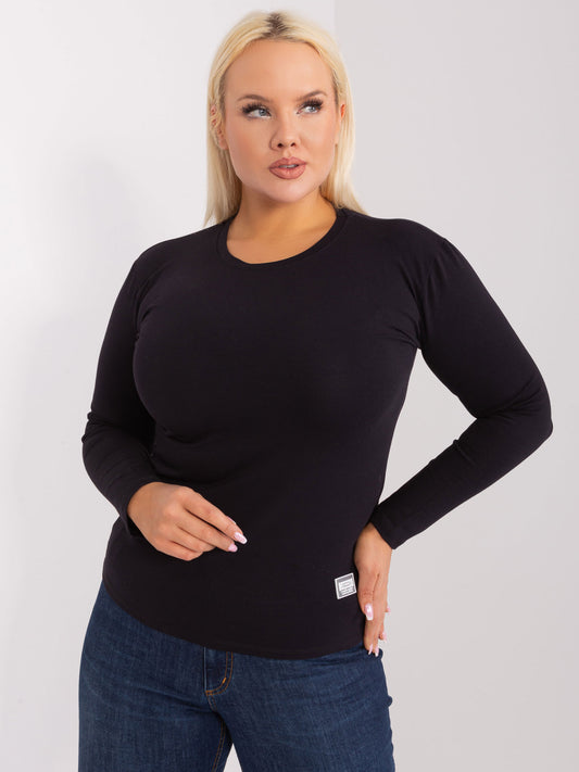 Czarna bluzka plus size z długim rękawem