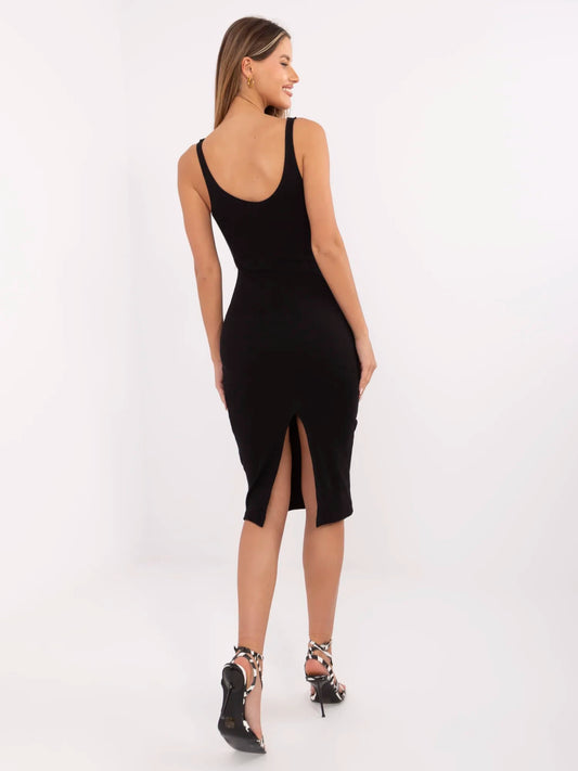 RUE PARIS Czarna sukienka bodycon w prążek