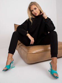 Czarna luźna bluza basic z bawełny