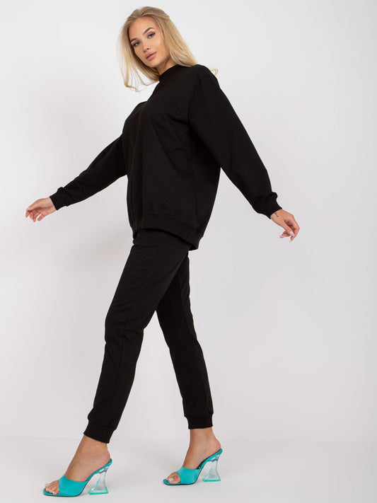 Czarna luźna bluza basic z bawełny