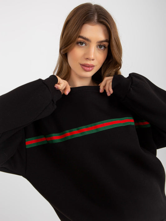 Czarna dresowa bluza bez kaptura o kroju oversize