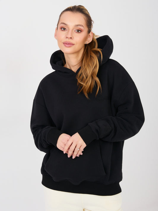 NATURAL SIDE Czarna bluza oversize z kapturem