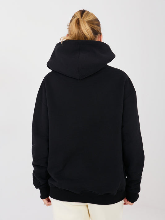 NATURAL SIDE Czarna bluza oversize z kapturem