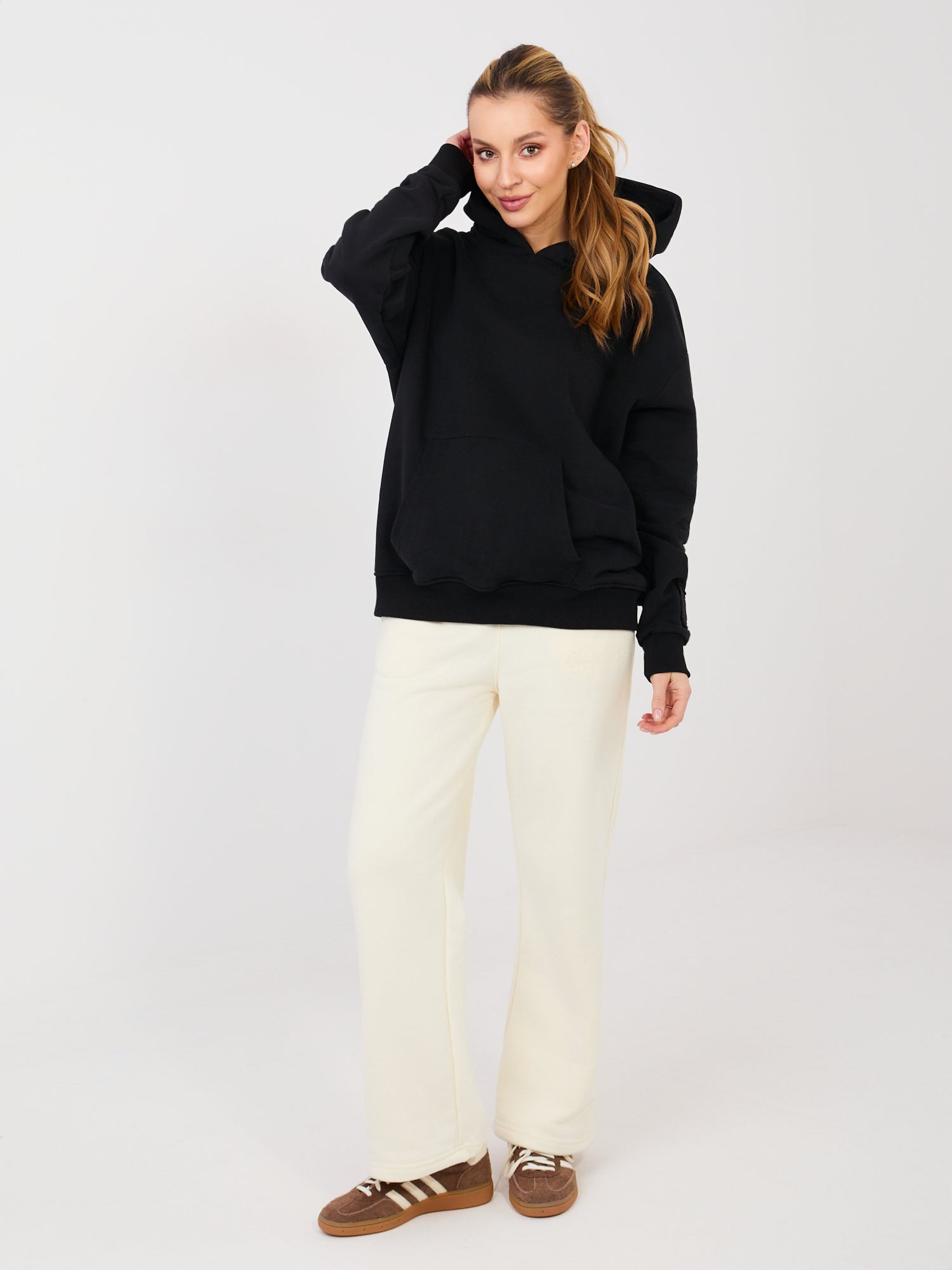 NATURAL SIDE Czarna bluza oversize z kapturem