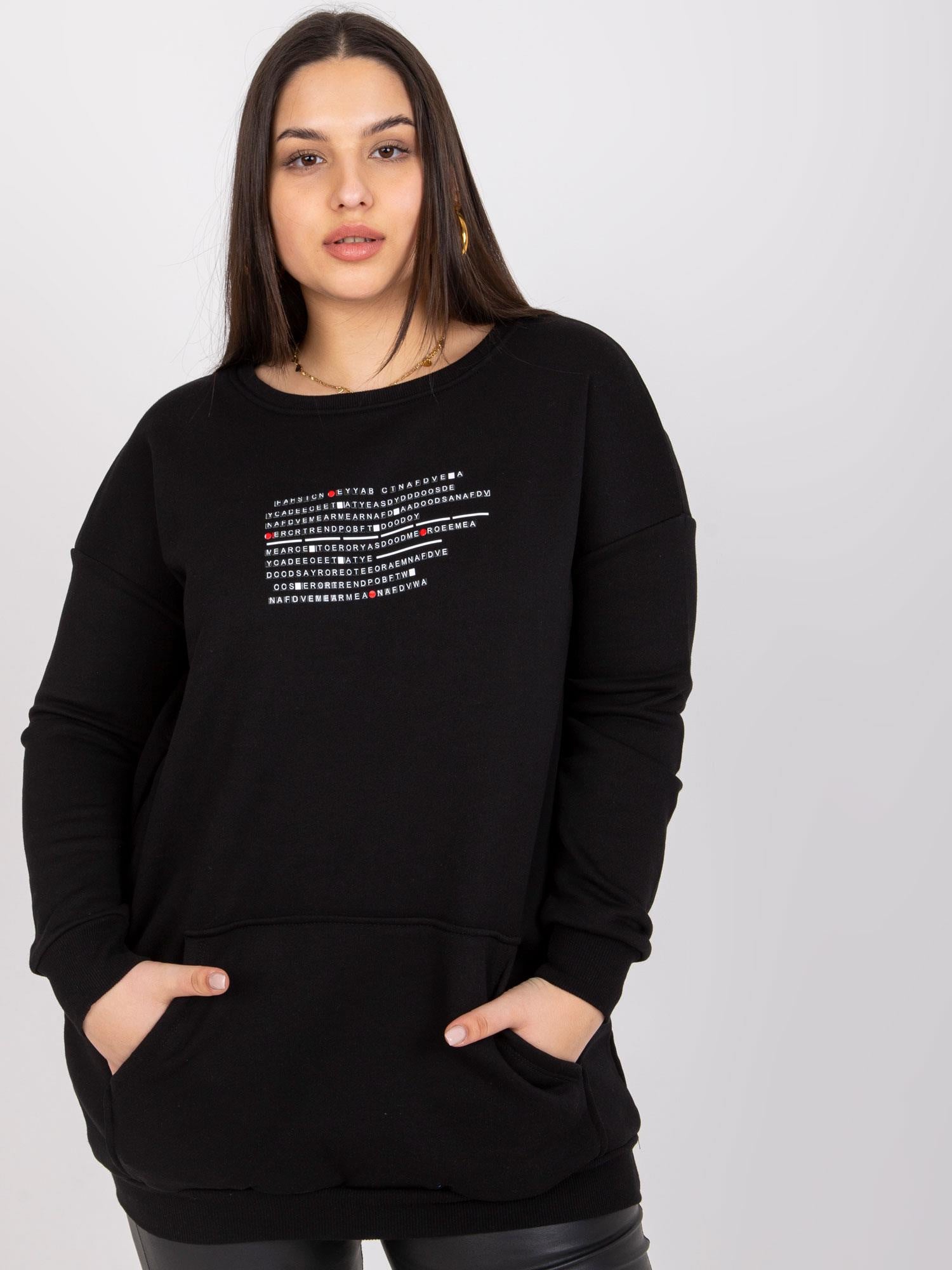 Czarna bluza plus size z napisami