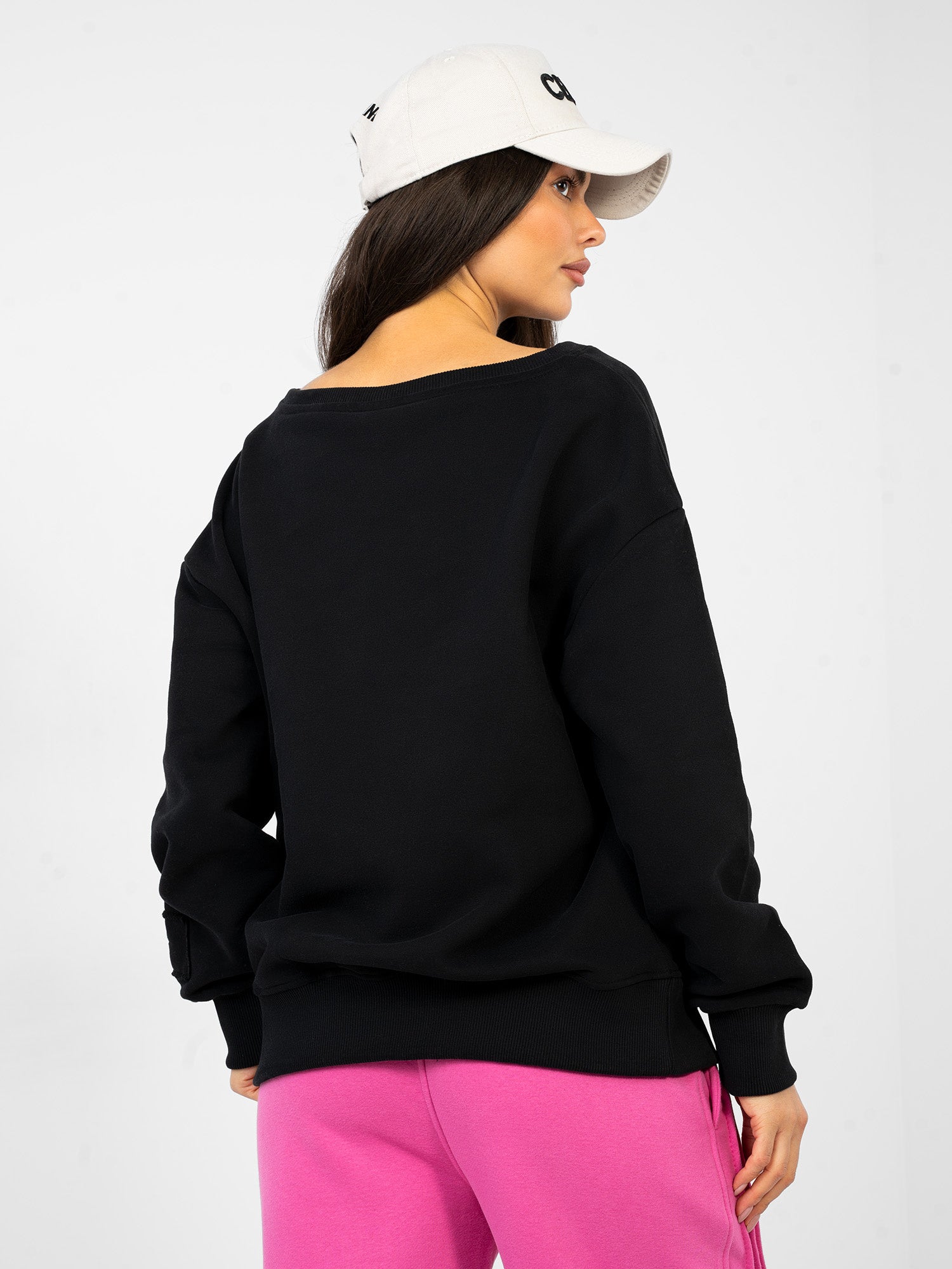 NATURAL SIDE  Czarna dresowa bluza z haftem