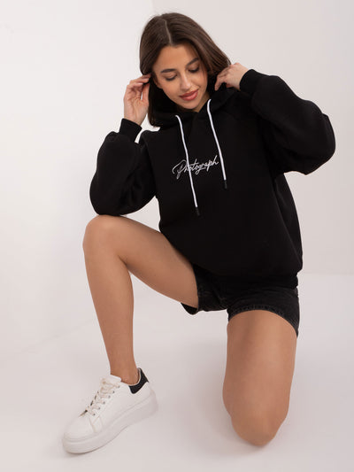 Czarna dresowa bluza oversize z kapturem