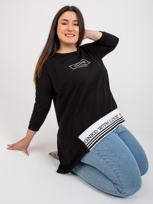 Czarna dresowa tunika plus size z napisami