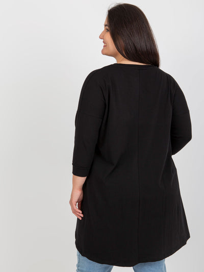 Czarna dresowa tunika plus size z napisami