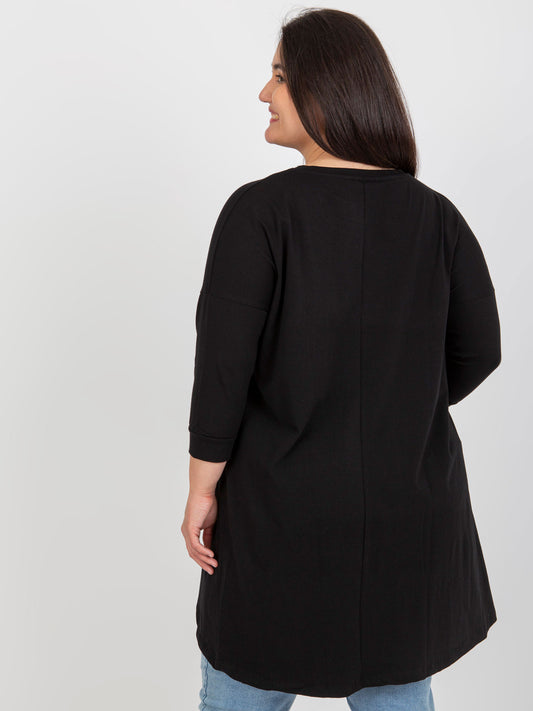 Czarna dresowa tunika plus size z napisami